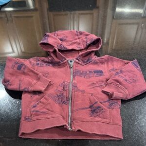 Carters boys Maroon Hoodie with Vehicle Print
